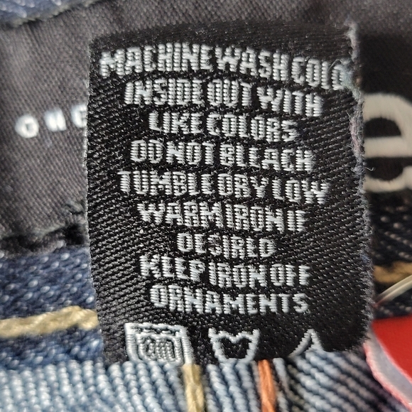 Mecca Jeans Men Size 38X34 38X31 Slim Fit Leather Trim Embroidered Dark Wash Y2K - Picture 8 of 9